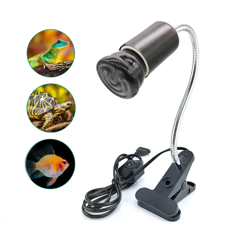 Mini Pet Reptile Heat Lamp Clip-on Kit Tortoises Basking Lighting E27 EU Plug 220V Ceramic Lights Holder Heating Set  AN1A