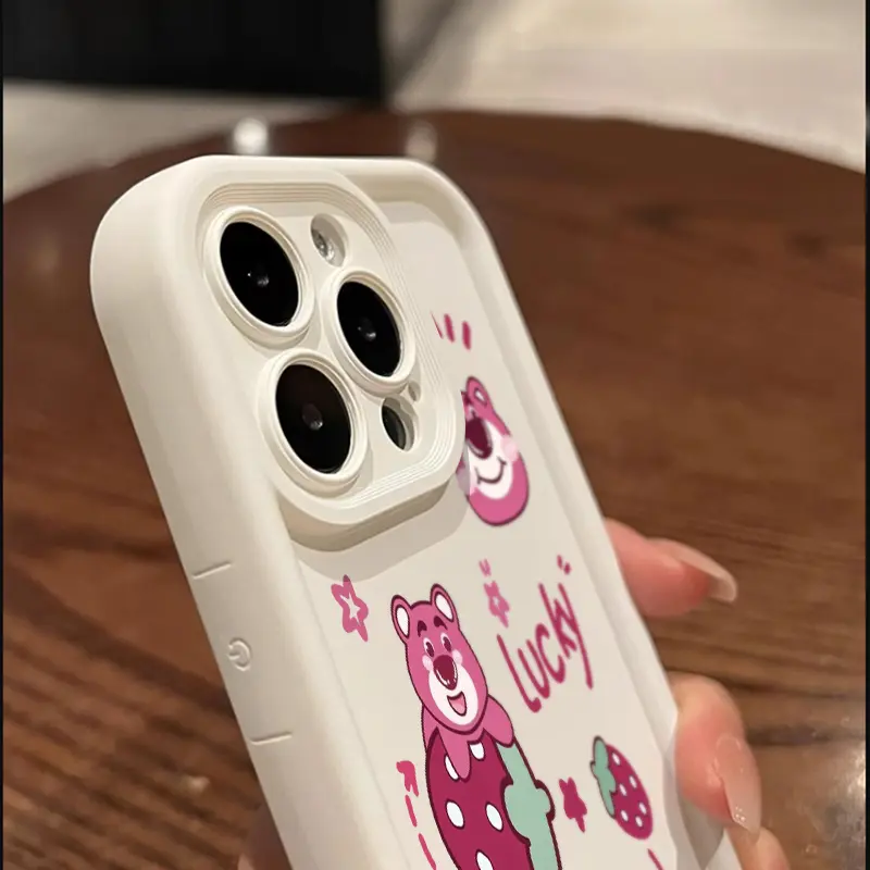Casing Hp VIVO Y17 Y15 Y12 Y12i Y3 Y3s 2020 Case Menampilkan pola kartun beruang stroberi Silikon Cases anti drop Softcase Casing ponsel baru yang populer Kesing 7