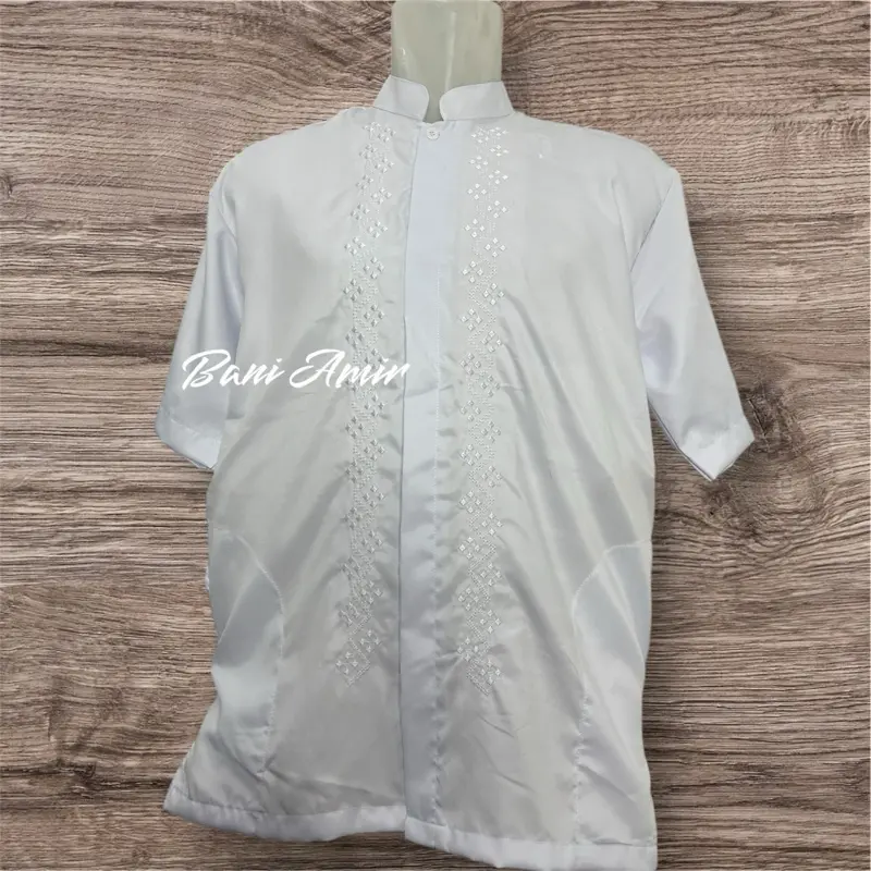 BAJU KOKO PUTIH LENGAN PANJANG PENDEK BORDIR RAPI TEBAL TIDAK NERAWANG KATUN TOYOBO PREMIUM 0