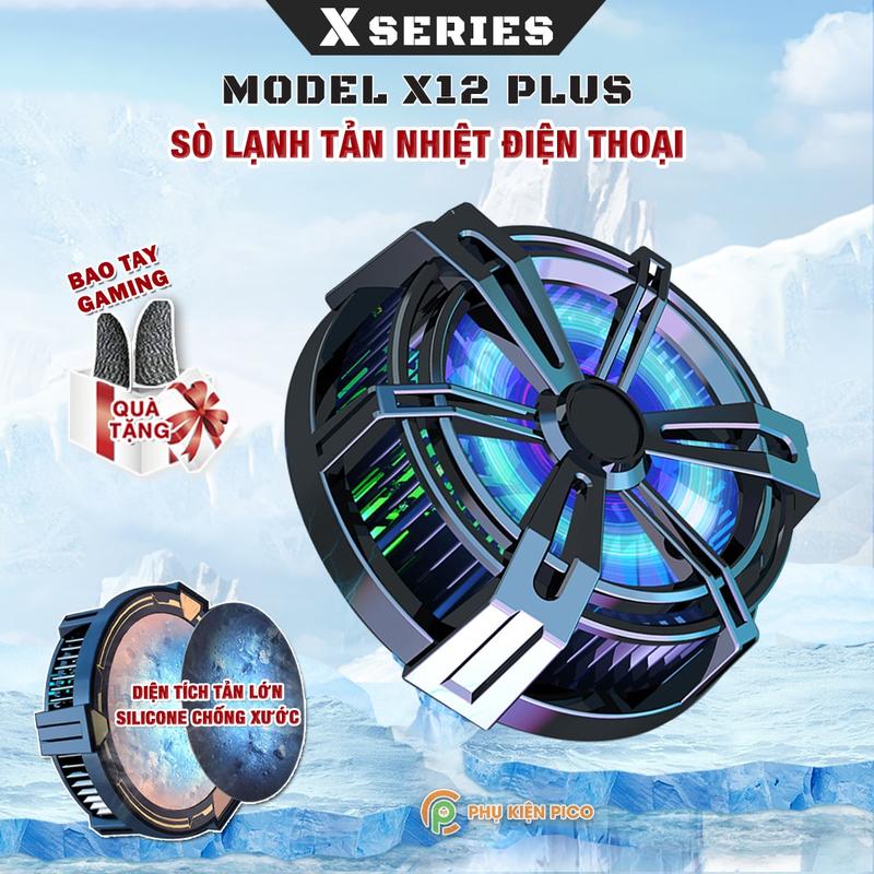 Sò lạnh tản nhiệt điện thoại X12 Plus giảm nhiệt nhanh hỗ trợ tăng FPS Gaming Liên Quân PUBG - Phụ Kiện