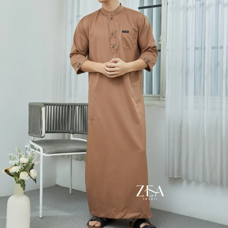 Jubah Ammar Jubah Pria Gamis Pria Lengan 3/4 | Jubah Slim fit Dewasa | Gamis Ammar by Zeaarabic Muslim Toyobo Katun 2