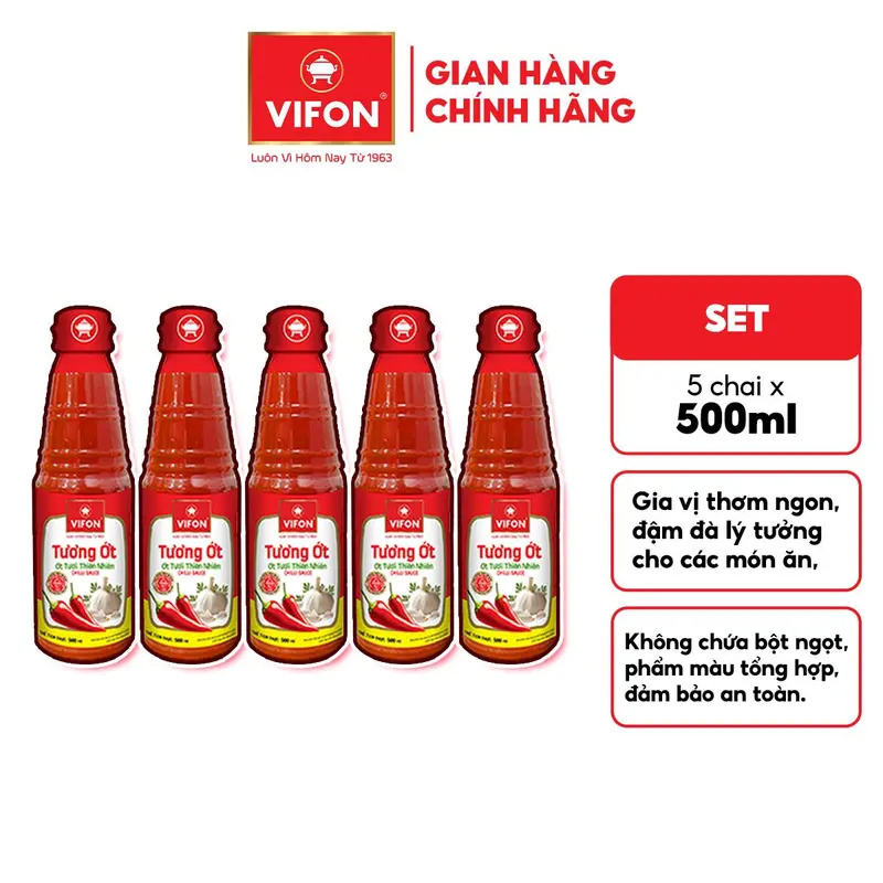 [VOUCHER HOT 15%] Set 2/ Set 5 Gia Vị Tương Ớt VIFON 500ml/ Chai Nước Sốt 4