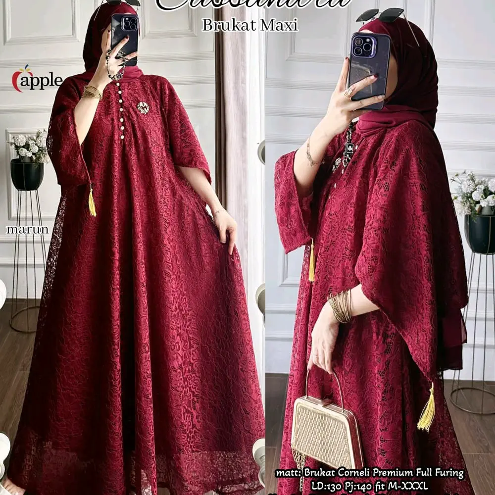 Cassandra dress brukat by apple jumbo LD 130 cm dress pesta mewah