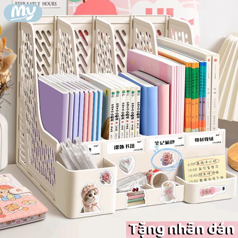 Giá Để Tài Liệu 4 Ngăn Kệ Nhựa Đựng Sách Đơn Giản Decor Bàn Học Giá Sách Cho Học Sinh Sinh Viên