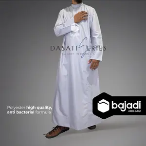 Bajadi Jubah Pria Dasati Series Abu Panjang Slimfit Premium Gamis Muslim Dewasa Remaja Polyester Formula Kualitas Tinggi Anti Bakteri