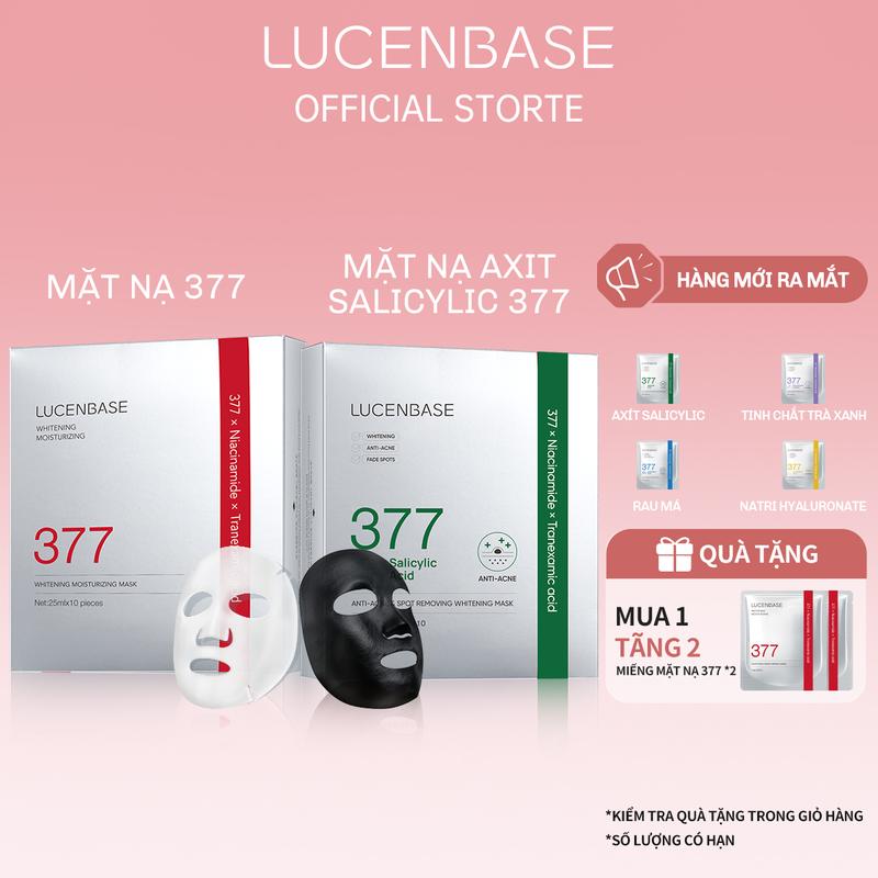Mua 1 hộp tặng 2 miếng 1 Hộp 10 Miếng Mặt Nạ Giấy Chăm Sóc Da Làm Sáng LUCENBASE 377 Nuôi Dưỡng Và Dưỡng Ẩm 25ml miếng