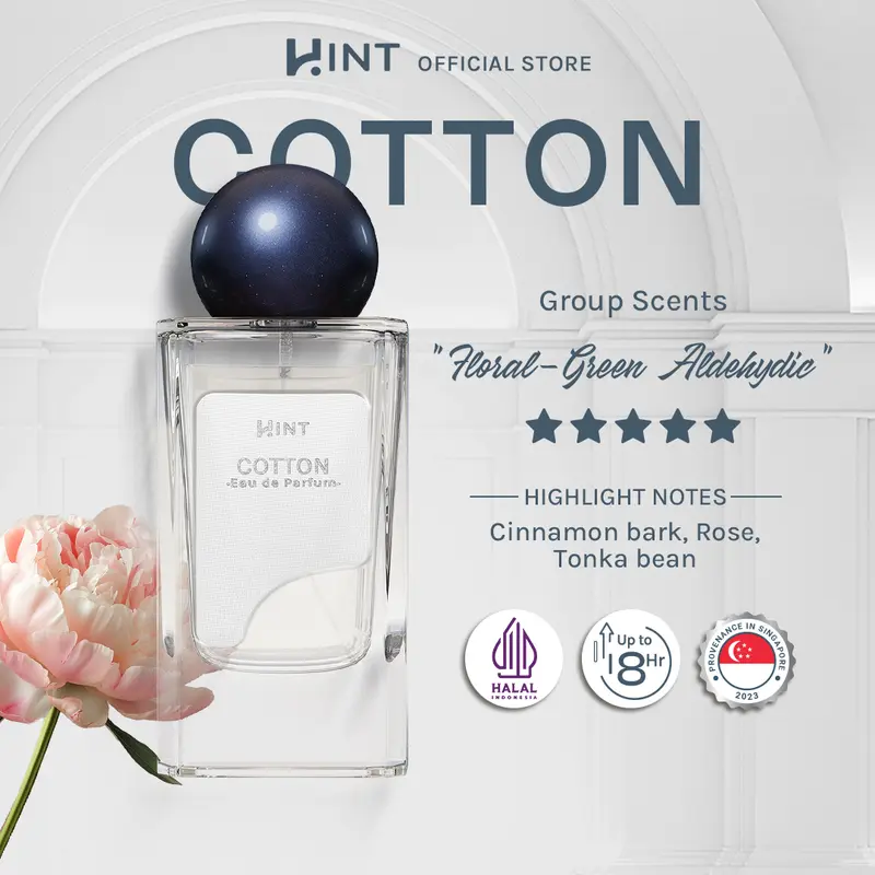 HINT Fragrance - Fabric Series Cotton 50ml Eau de Perfume - Unisex - Warm Clean Scent -  Wangi Bunga Lembut yang Hangat, Menenangkan & Elegant 0