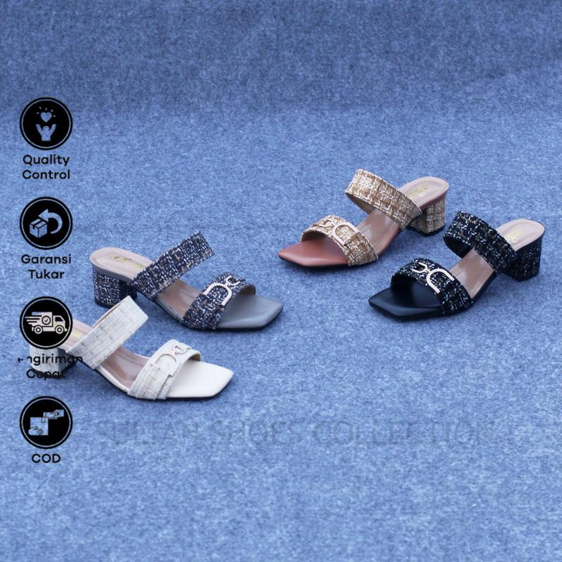 Product Introduction of Sultan Shoes | Sendal Hak Tahu 5 cm Wanita Flat Slop Tali Kokop Kekinian Aksesoris Gesper Rantai D | Sandal High Heel 5cm CasuaL 1