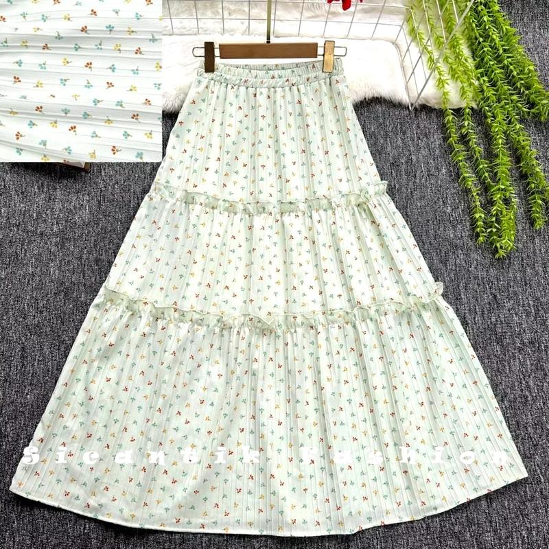 Rok Susun Korea Style Motif Bunga Kecil Cantik Kekinian 3