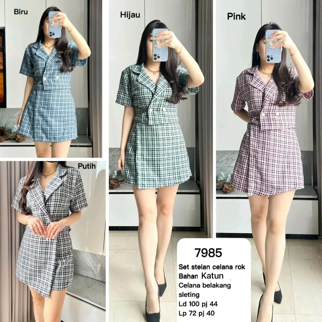MV SHOP SET STELAN CELANA ROK 7985/8038 KATUN IMPORT Fit Wanita Setelan Baju