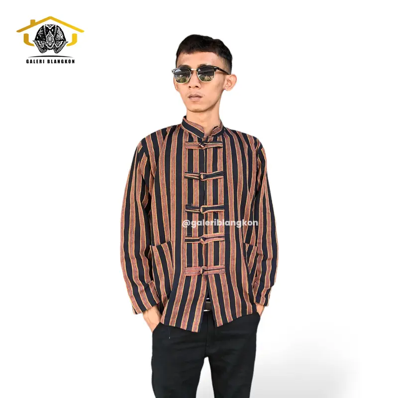Baju Lurik Pria Anak & Dewasa | Surjan Pakaian Baju Tradisional Adat Jawa | Laki-laki Balita/TK/SD/SMP Parsel Bayi Baju Dalang Anak-Anak Cowok [Bonus Blangkon] 4