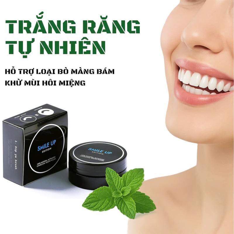 Bột than hoạt tính trắng răng SMILE UP 100G làm trắng răng ngăn mảng bám Whitening