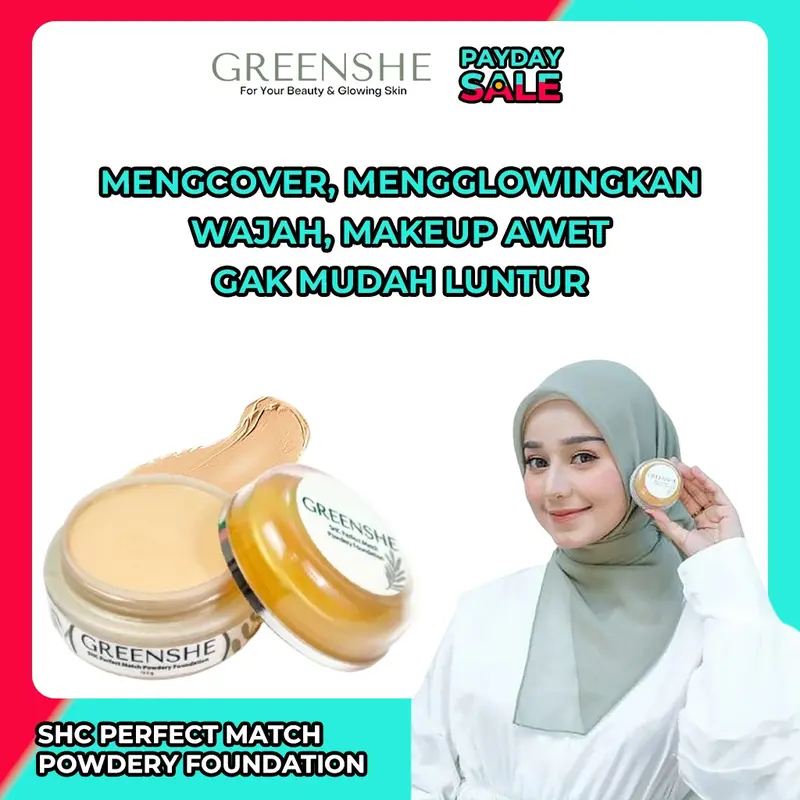 SHC Powdery Foundation | Bedak SHC Greenshe - Bedak Glowing 0