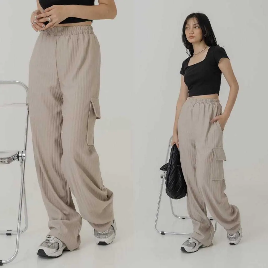 Celana kulot knit cargo wanita jumbo panjang high waist korean style terbaru import premium kulot knit pants hornet tebal bawahan bigsize