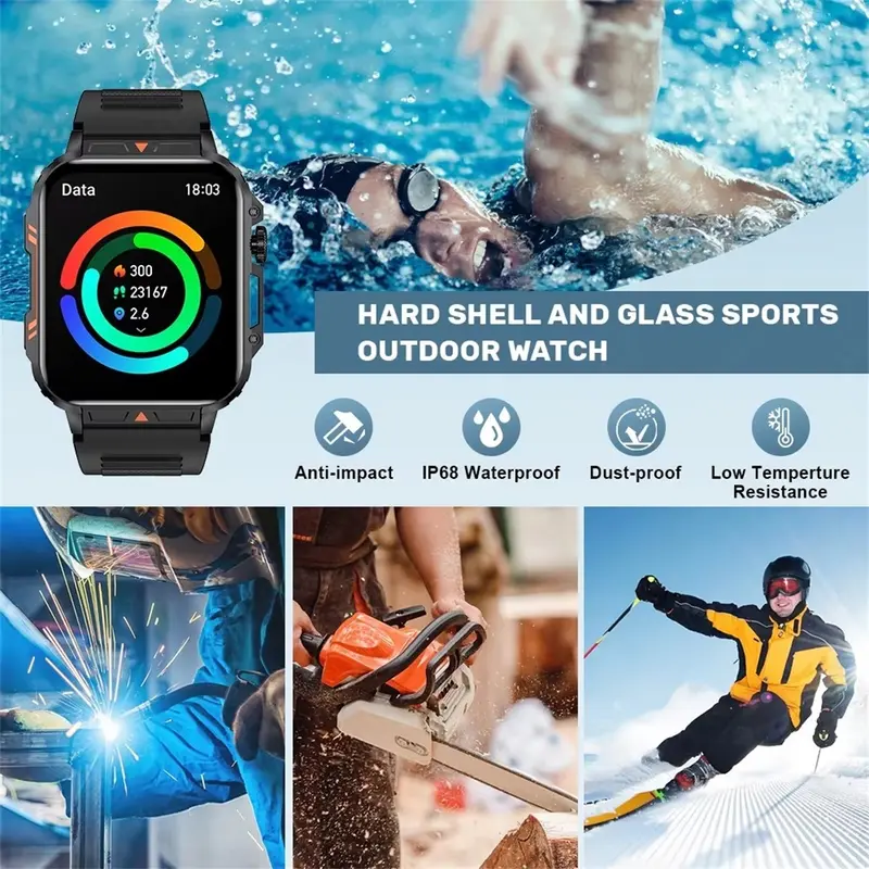 LIGE 2025 Jam Tangan Pintar Baru untuk Pria Panggilan Bluetooth Monitor Kesehatan Dengan Senter 100+ Mode Olahraga Smart Watch 2