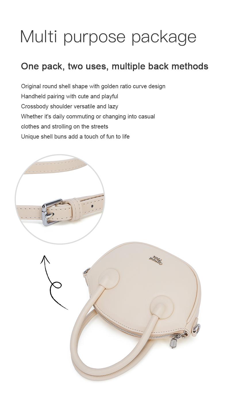Product Introduction of COVERAL KLORS -【đóng gói hộp quà tặng】Túi xách nữ hình vỏ sò, phong cách Pháp thanh lịch, phong cách thời trang đơn giản, túi đeo vai nữ màu trắng Bag Da 6