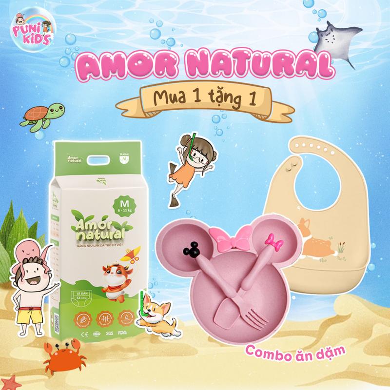 (1A) [COMBO ĂN DẶM] 01 BỊCH TÃ BỈM VIỆT AMOR NATURAL Dán/ Quần, Bỉm Việt Chất Lượng, Mỏng Nhẹ, Thấm Tốt Size NB - 4XL Cho Bé