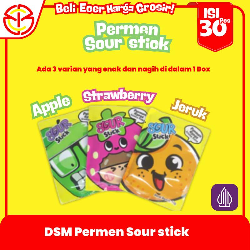DSM Permen Sour Stick - Permen Keras Asam Rasa Buah - 1 box is 30 pcs ...