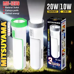 Senter LED + COB 3xAA Mitsuyama MS-1239 Baterai khusus Hijau Lampu Putih