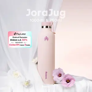 Rosca JoraJug Tumbler Stainless 1 Liter Botol Minum 1 Liter Tahan Panas / Dingin Portable Stainless Steel Tumblr Pink Silicone Vacuum