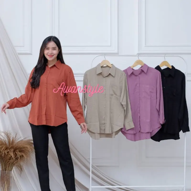 Kemeja wanita Polos Rayon Twill Premium