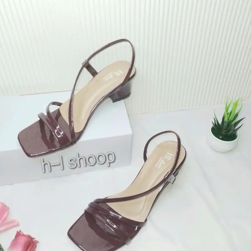 Sandal- heels Wanita / korean style model tali belakang tinggi hak 5cm (HL02) Sendal 3