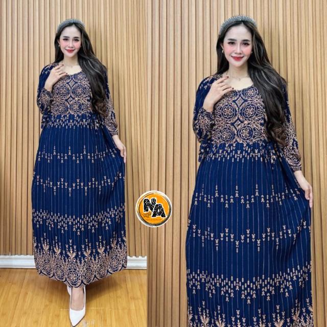 Longdress Motif Sultan Busui Bumil Trends Kekinian LD 110cm Longdres Resleting Tali Samping Wanita Rayon Tebal Panjang daster  long