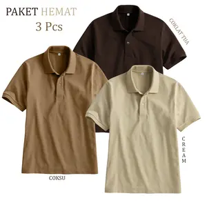 Paket Hemat 3 Pcs Kaos Polo Shirt Pria Polos Lengan Pendek