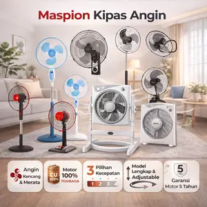 Kipas Angin Maspion Lengkap Deskfan Wallfan Standing Box Power Fan 9” 12” 16” 18” Hemat Listrik Angin Kencang Awet Garansi Resmi MWF31K MWF41K EX307S F23D PW1809W EX167S EX174S EX2109T JF2112S 3in1 Serbaguna Rumah Kantor - RDE