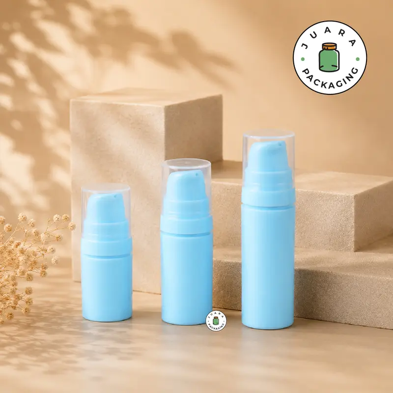 Botol Pump Airless Mini 5ml 10ml 15ml – Wadah Skincare Lotion Serum Kosmetik Kecil Import Tebal Plastik Warna Pink Putih Biru Hitam Botol Isi Ulang Elegan Anti Bocor Premium