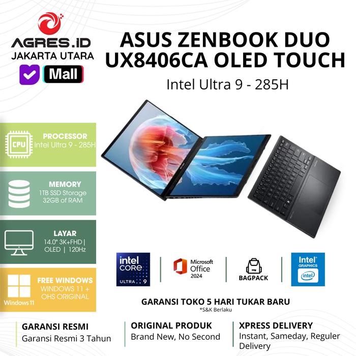 Promo [LAPTOP] ASUS ZENBOOK DUO UX8406CA OLED TOUCH ULTRA 9 285H 32GB ...