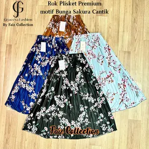 Faiz Collection Rok Plisket Sakura Anak Usia 3-15 Tahun Motif Bunga Modern Premium Haiget Size L/XL/XXL/3XL
