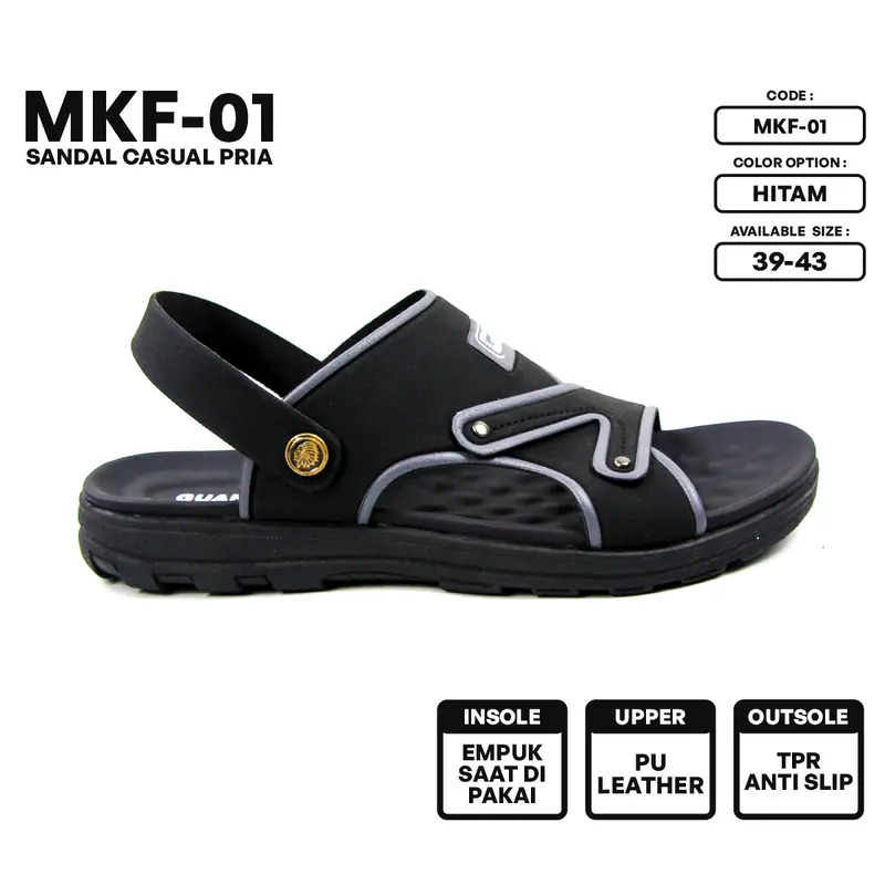 Sandal Kasual Pria Selop Terbaru dan Kekinian Kode Working MKF-01 Size 39 sd 43 5