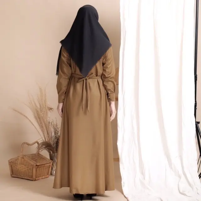 Gamis Polos Seragam PNS PDH khaki Tua Toyobo Fodu Kain Muslim  Dress 5