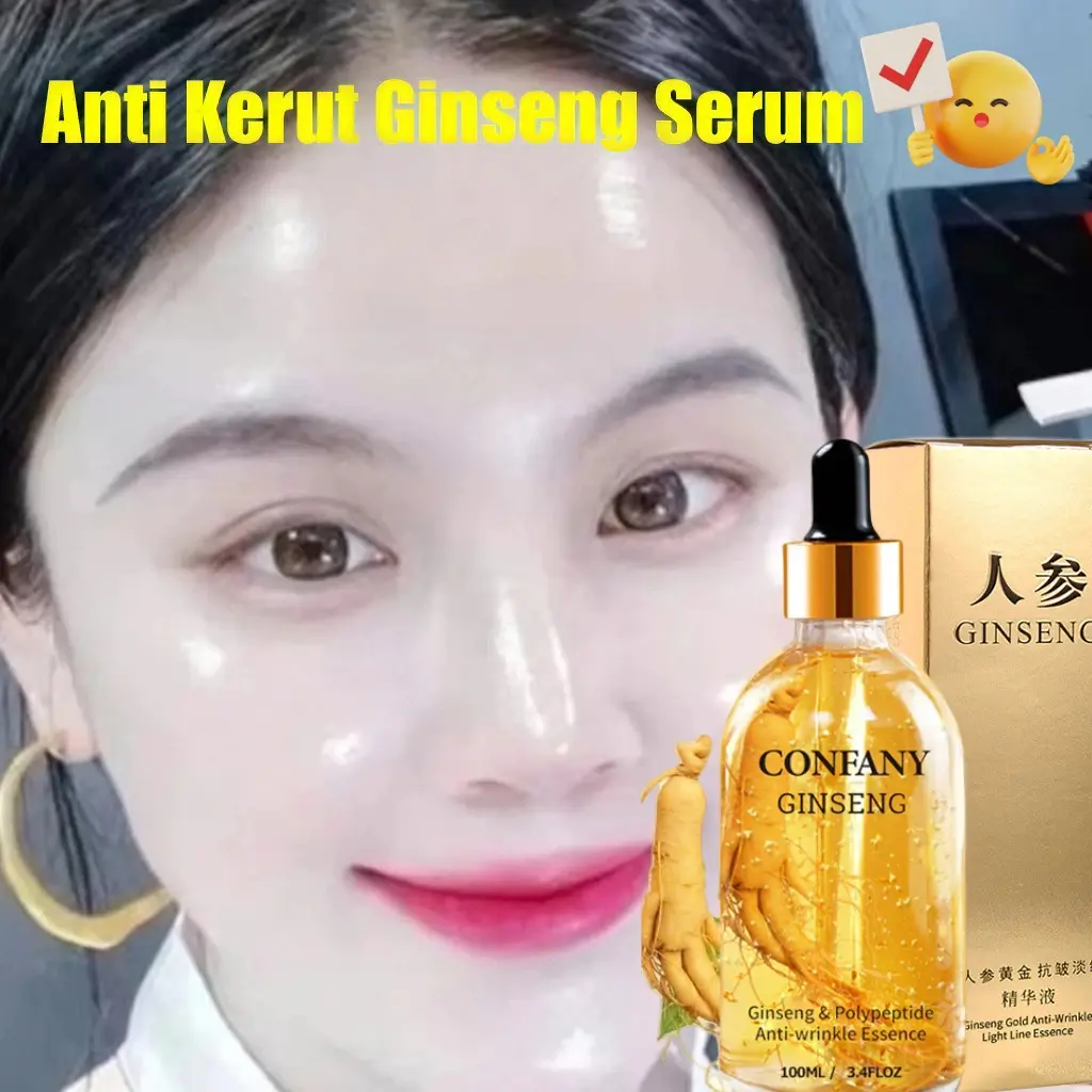 Ginseng Anti Aging Serum Menghaluskan Kulit Anti Kerut Ginseng Anti Wrinkle Serum Reduces Wrinkle Anti Penuaan Moisturising Soothes The Skin Skin Care Facial Serum