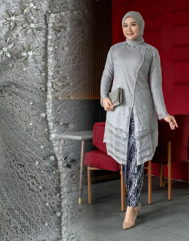 ZONA - SET KEBAYA TUNIK BROKAT PAYET JANGGAN BAJU SERAGAM KONDANGAN PESTA PERNIKAHAN KEBAYA MODERN ELEGAN MEWAH 2024 4
