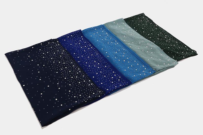 Malaysia Indonesia Pearl Chiffon material Baotou scarf rhinestone porcelain decorative fashion headscarf_voghion.com