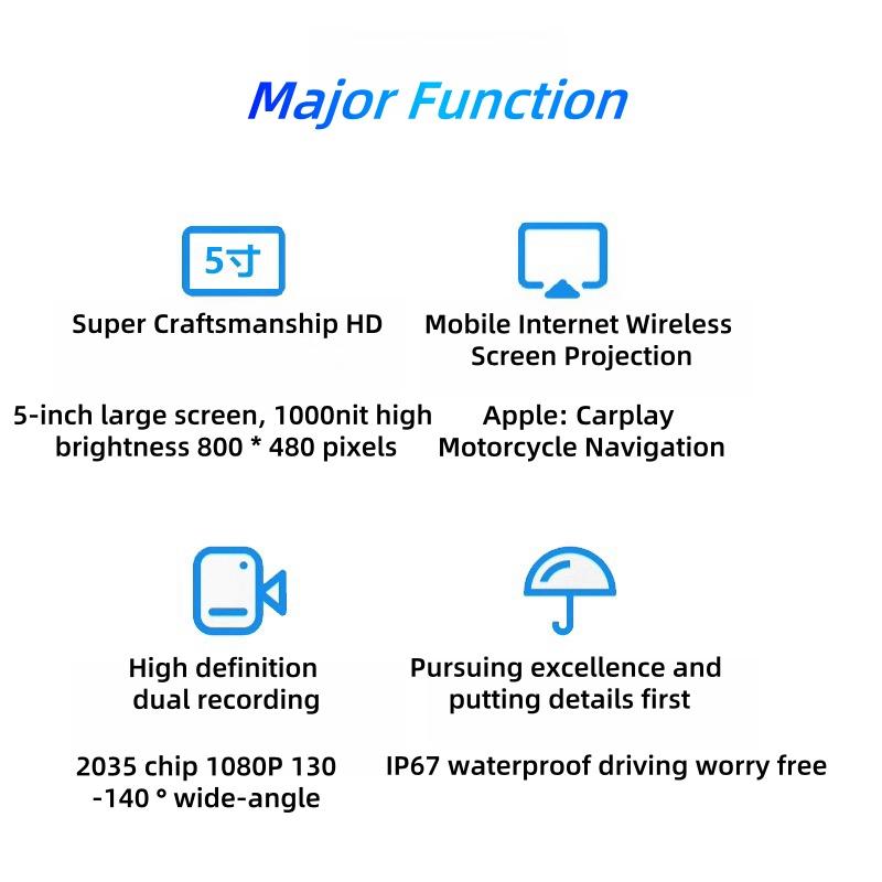 Product Introduction of HD 5-inch PND CarPlay/Android Auto/Apple AIRPL outdoor waterproof 10