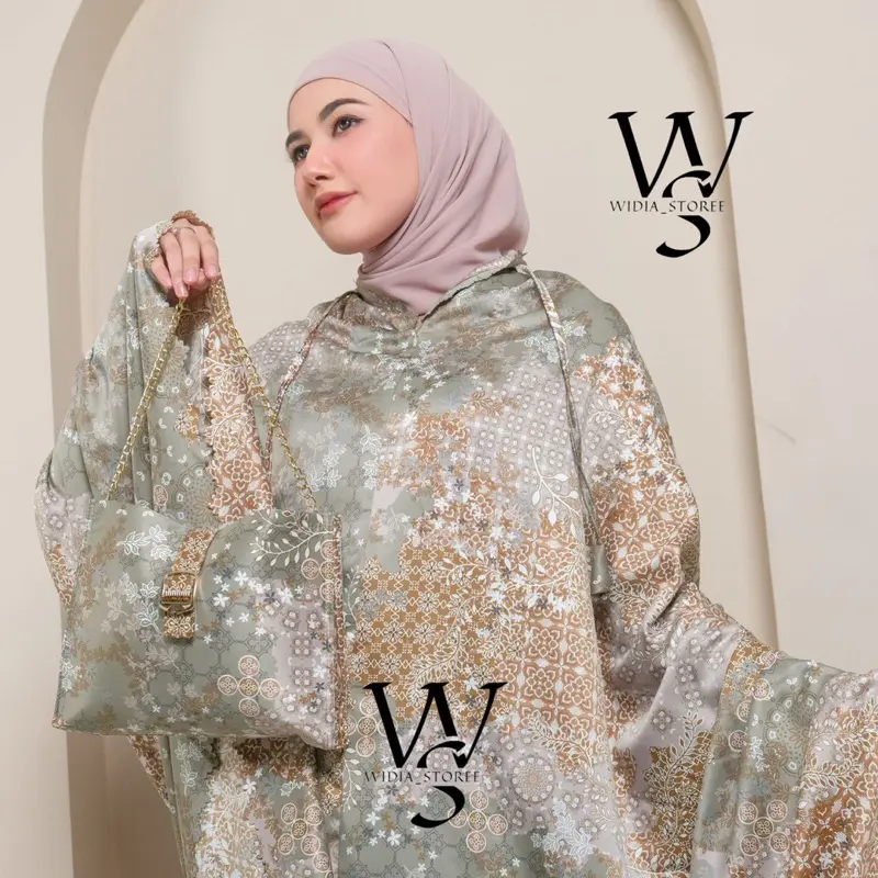 Mukena Travel Motif Premium Silk Terbaru Lafela Series Free Tas Glamor