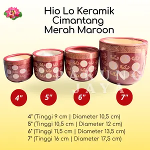 Hiolo Keramik Cimantang Merah Maroon/Hiolo Tempat Bakar Dupa/Hiolo Keramik/Tempat Bakar Hio/Hiolo 4 in 5 in 6 in 7 in