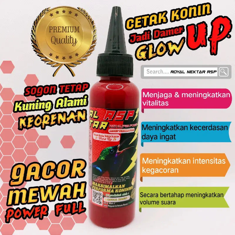 Royal Nektar Red Super Power Nektar Harian & Lomba Kolibri Ninja Lengkap dengan Multivitamin dan Nutrisi sehingga Mencerahkan Warna Bulu Dada Konin 1