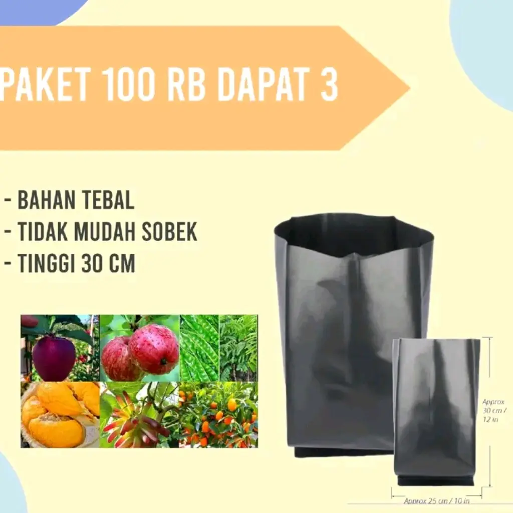 POLYBAG / POT PLASTIK HITAM DAPAT 3