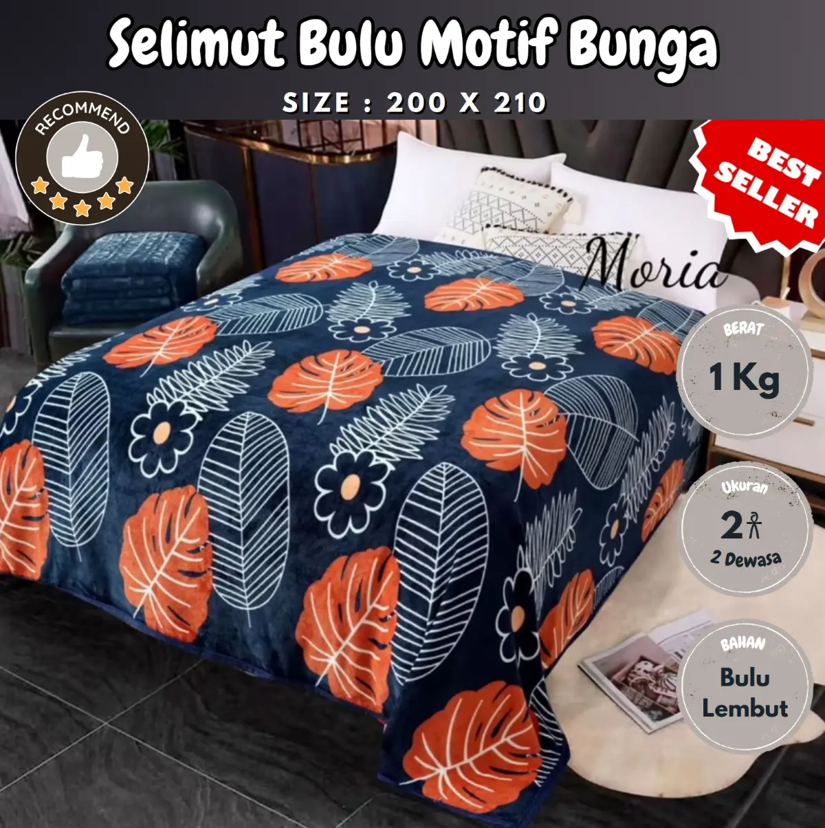 [Selimut Motif Bunga 200 X 230] - Selimut Bulu motif bunga premium 200 x 230 selimut  bulu