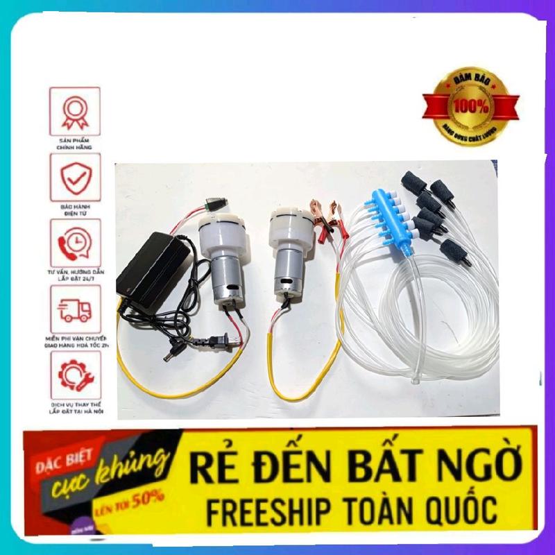 máy sục khí sủi oxi bể cá điện 12v và 220v lắp bình ác quy