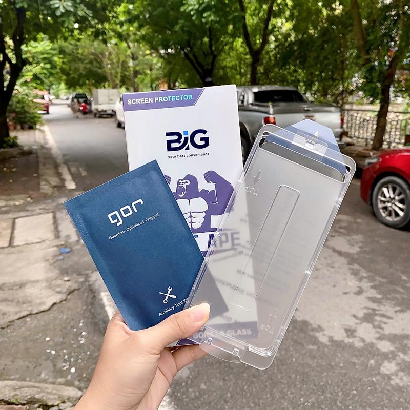 Kính Cường Lực Trong Suốt Không Viền Đen Khung Tự Dán BIG Dùng Cho Ip X-11-12-13-14-15-16-Dẻo Khó Mẻ Viền