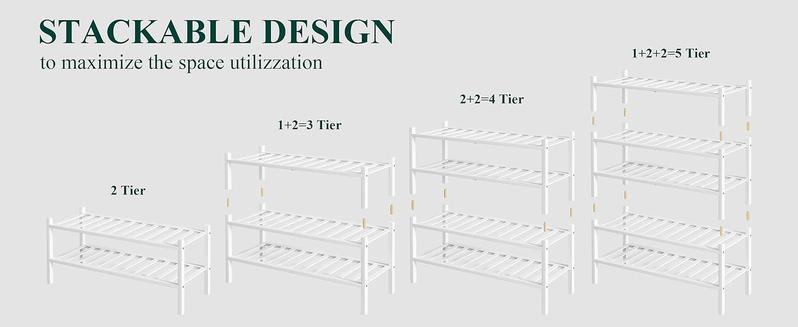 Product Introduction of Shoe Rack, 2/3/4/5/6 Tier Bamboo Shoe Organizer, Stackable Free Standing Wooden Shoe Storage Shelf for Closet, Entryway, Front Door Entrance 4