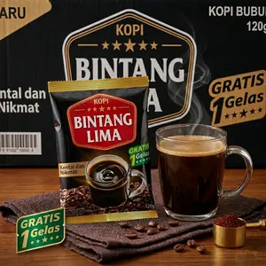 Kopi Hitam Instan Bintang Lima 120gr Gratis Cangkir