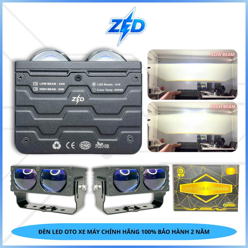  Đèn Trợ Sáng Bi Gầm Dạng Rời CX2 Pro ZED LIGHT Lắp Oto Xe Máy Xe Tải - 65W Có Pha Màn Chập Chiếu Siêu Xa 200m Ánh Sáng Trắng 5500K Chống Nước IP68 - Đèn LED 