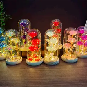 Lampu LED Bunga mawar plastik Flower Beauty and The beast Rose Valentine Gift Small