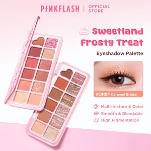 [Official]PINKFLASH SweetCraft 12-Color Eyeshadow Palette High Pigmented Smooth Multi Texture Curated Colors Buildable Blendable PFE46-1